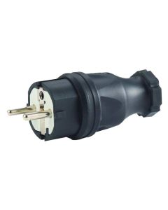 Schuko-Stecker, schwarz 250 V / 16 A, für Querschnitte bis 3x2,5 mm²